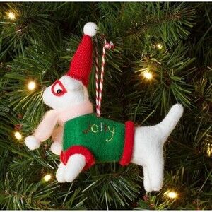 Fabric White Dog Wearing Jolly Sweater Christmas Tree Ornament Target Wondershop